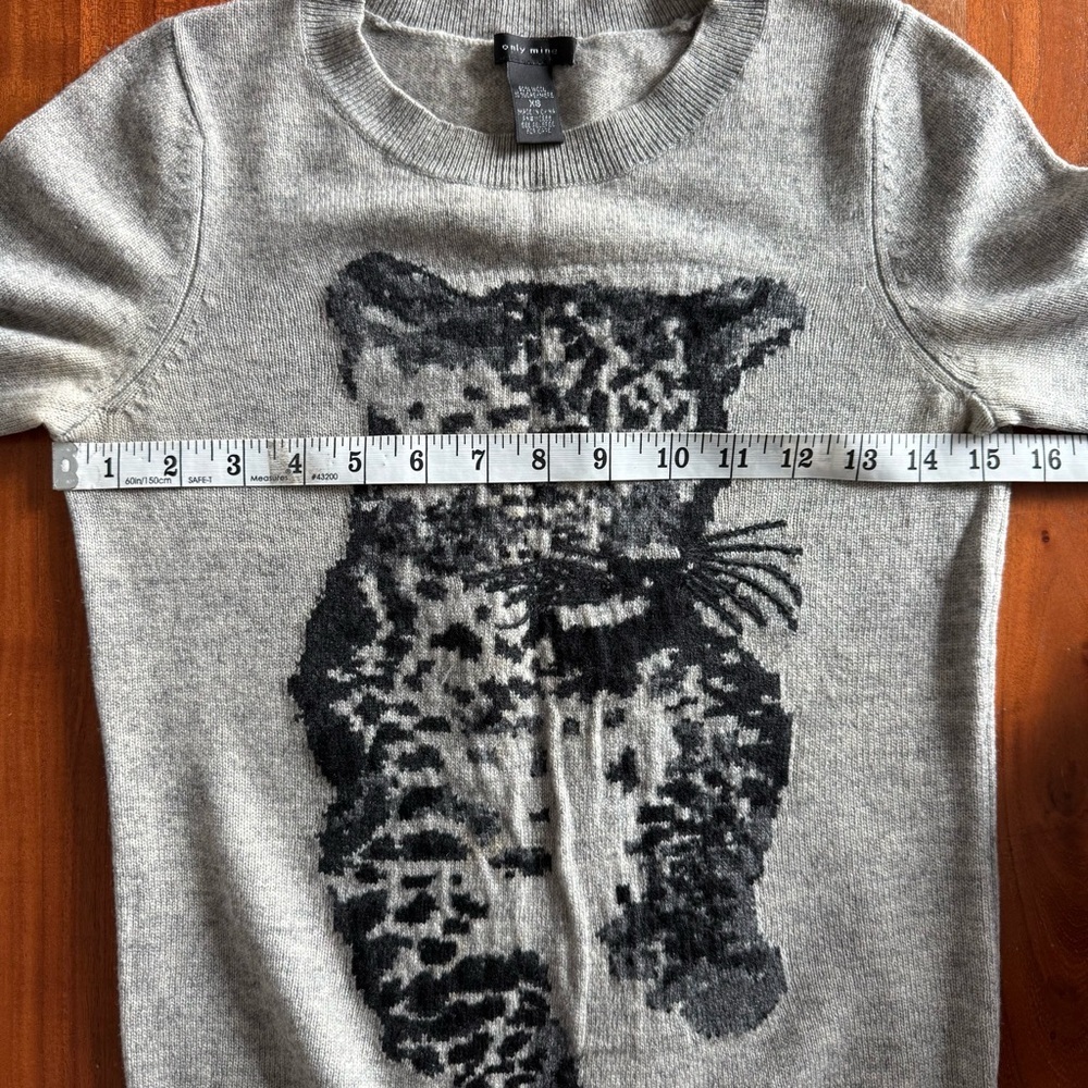Only Mine Cashmere Blend Gray Animal Print Crewneck Sweater - Picture 5 of 8